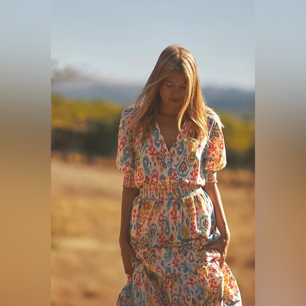 Anthropologie Felipe printed midi dress size M women’s